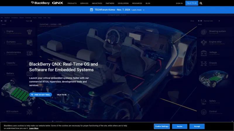 Homepage of BlackBerry QNX