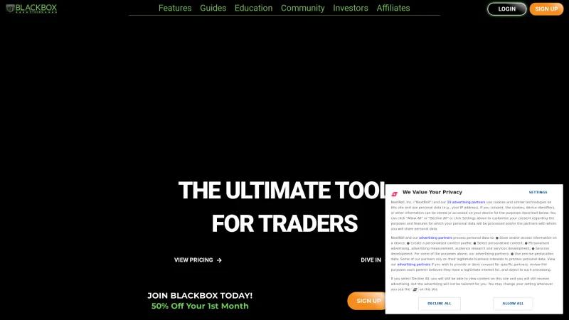 Homepage of BlackBoxStocks