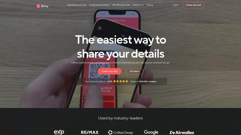 Homepage of Blinq