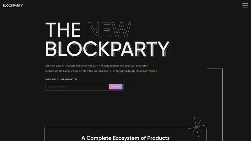 Homepage of Blockparty