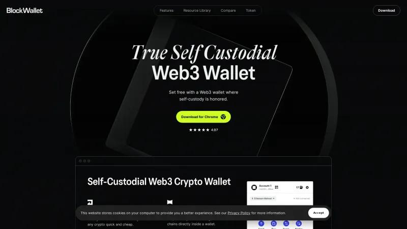 Homepage of BlockWallet