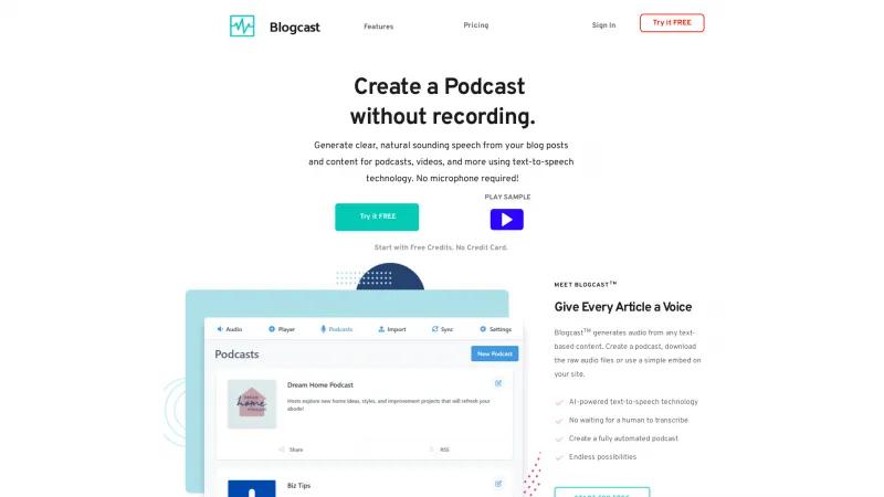 Homepage of Blogcast