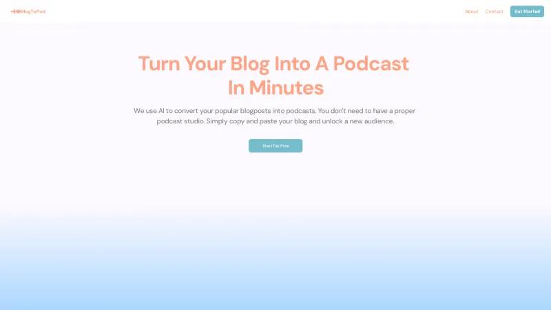 Homepage of BlogToPod