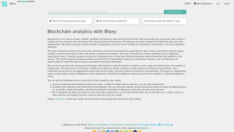 Homepage of Bloxy