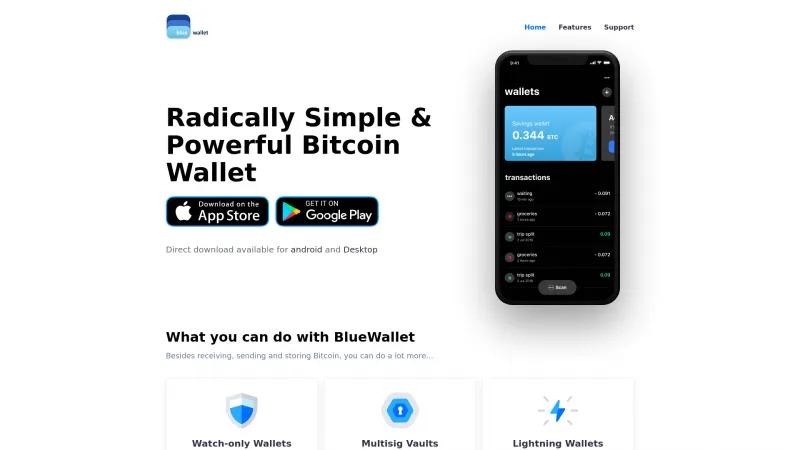 Homepage of BlueWallet