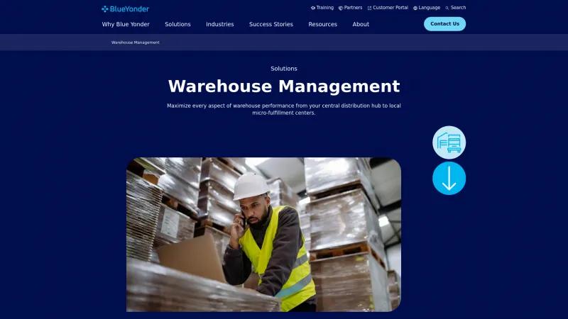 Homepage of Blue Yonder Warehouse Management System