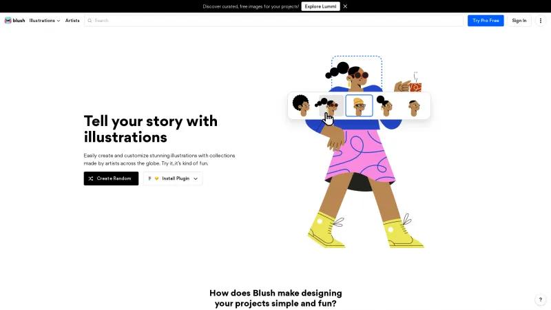 Homepage of Blush