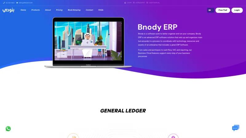 Homepage of Bnody ERP