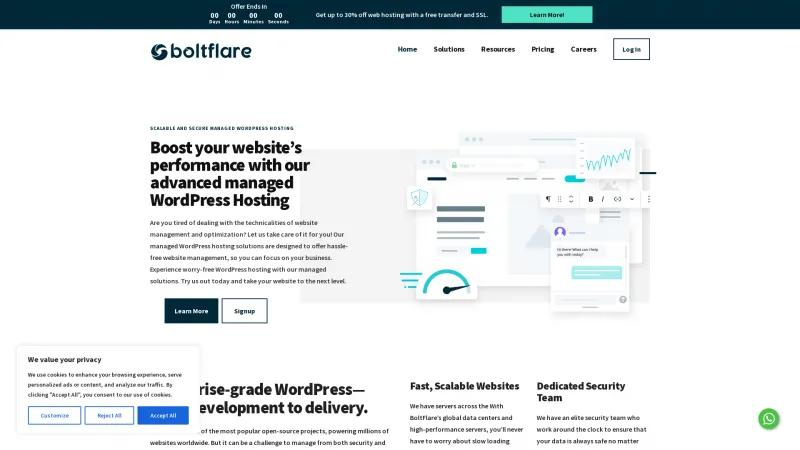 Homepage of BoltFlare