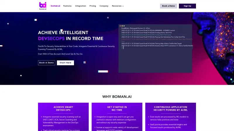 Homepage of Boman.ai