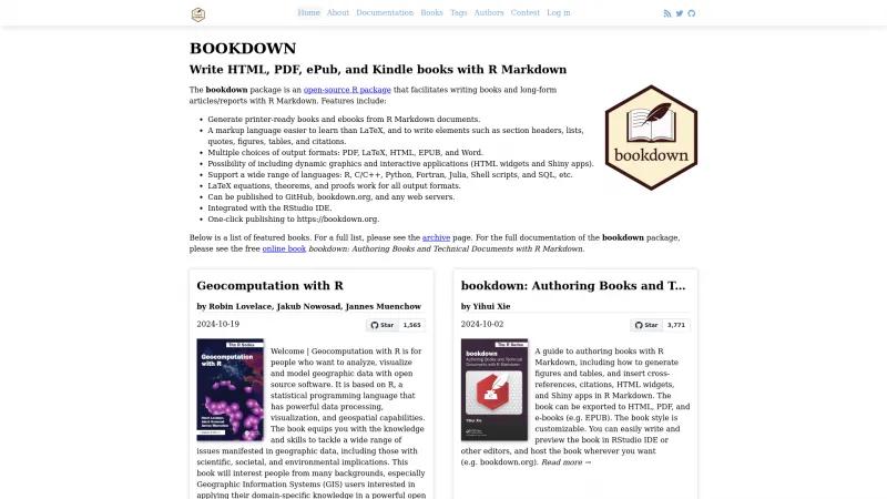 Homepage of Bookdown