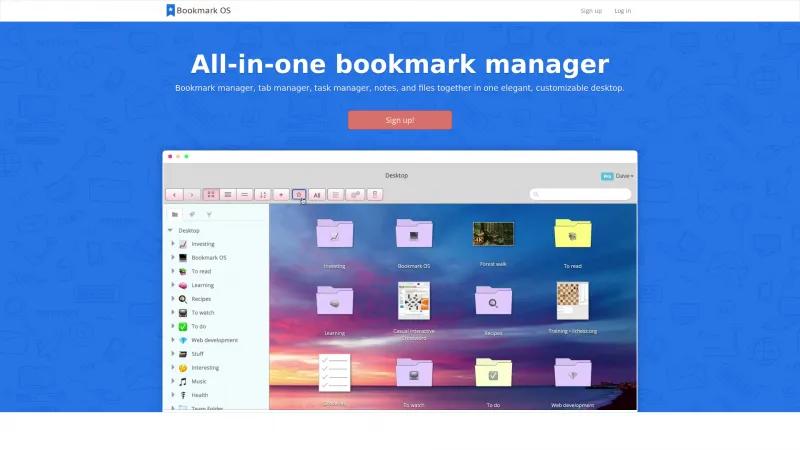 Homepage of Bookmark OS