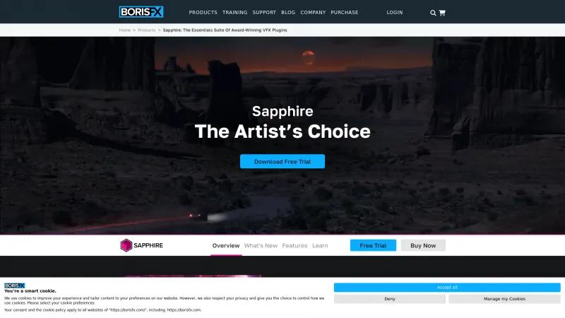 Homepage of Boris FX Sapphire