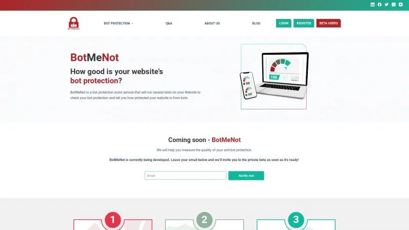 Homepage of BotMeNot