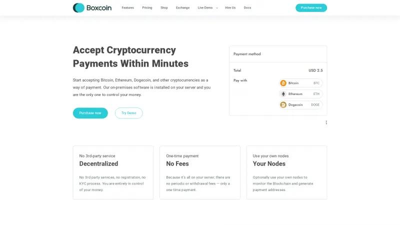 Homepage of Boxcoin