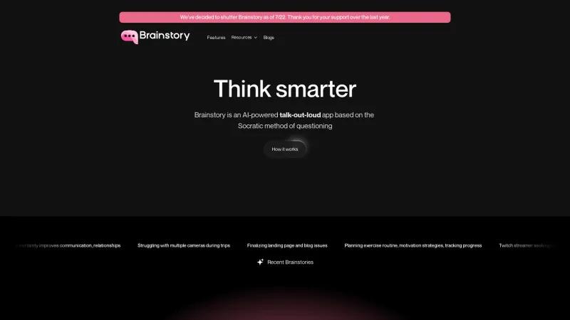 Homepage of Brainstory