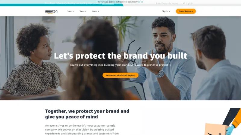 Homepage of Amazon Brand Registry