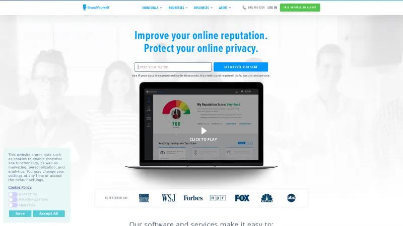 Homepage of BrandYourself