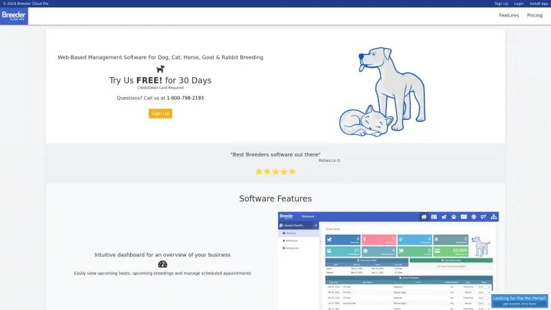 Homepage of Breeder Cloud Pro