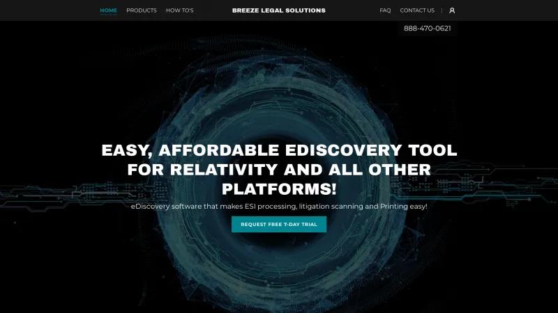 Homepage of Breeze eDiscovery Suite