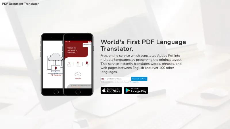 Homepage of PDF Document Translator