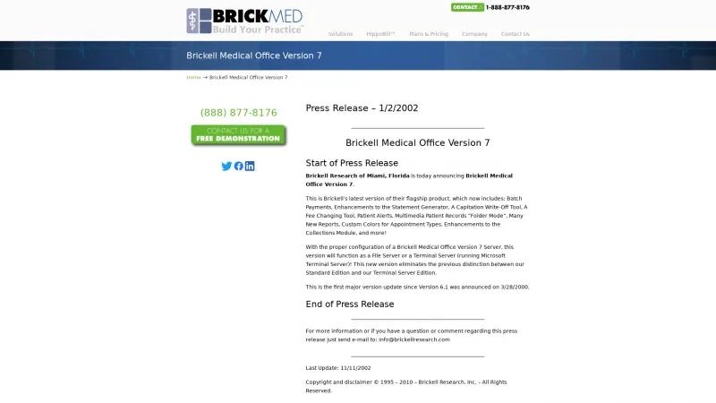 Homepage of BrickMed Office