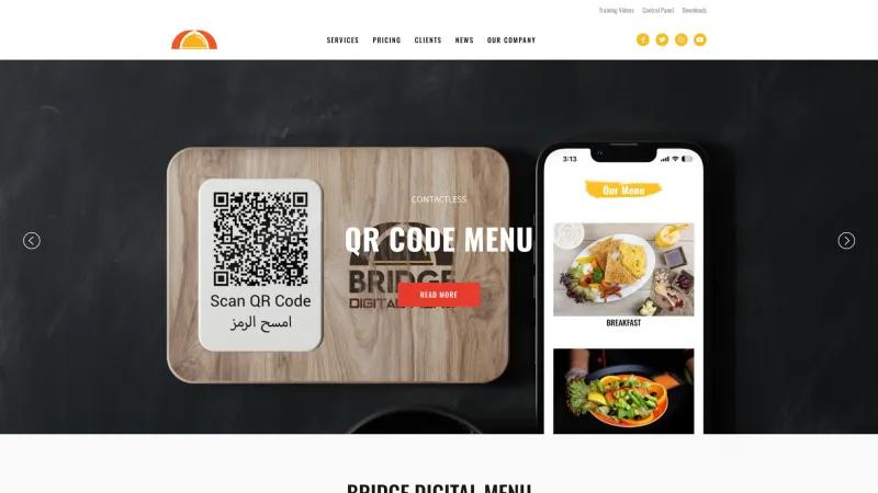 Homepage of Bridge Digital Menu