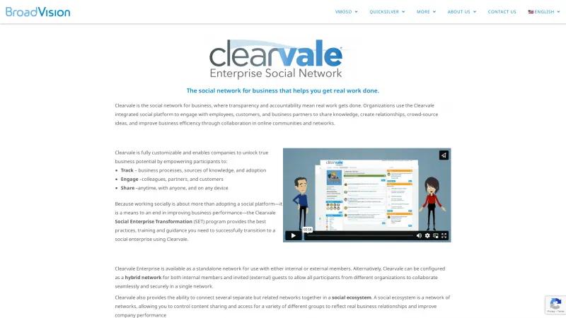 Homepage of ClearVale