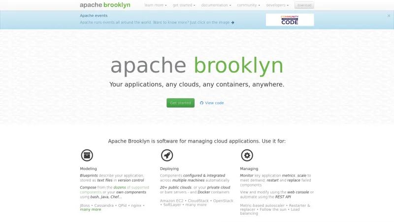 Homepage of Apache Brooklyn