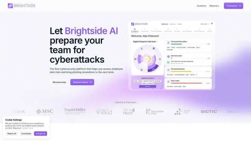 Homepage of Brightside AI