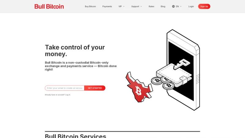 Homepage of Bull Bitcoin