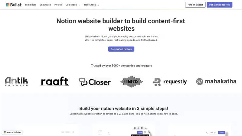 Homepage of Bullet