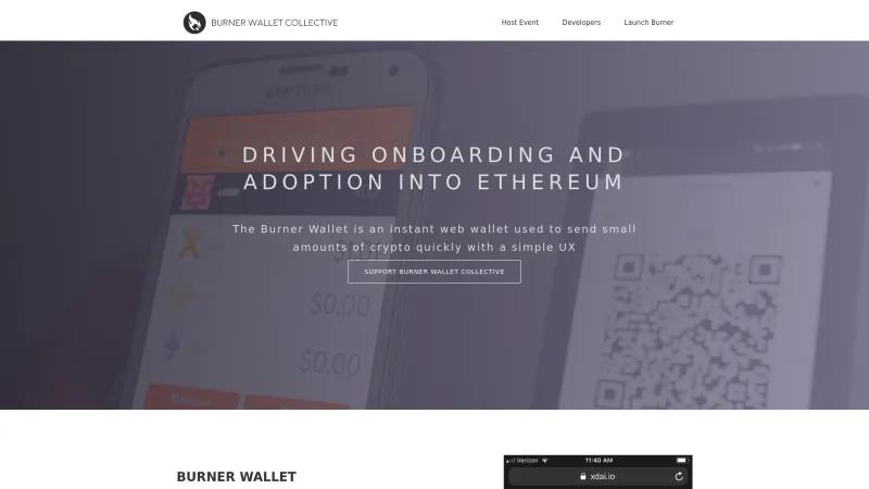 Homepage of Burner Wallet