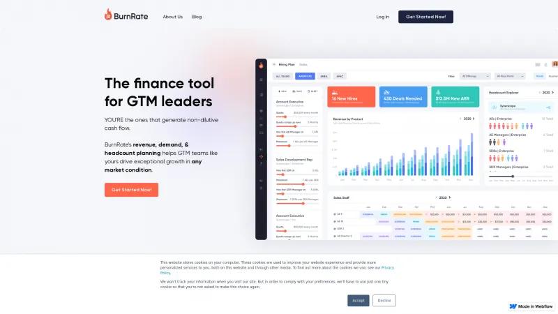 Homepage of BurnRate