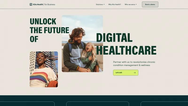 Homepage of Kilo Health for Business