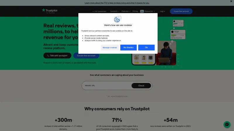 Homepage of Trustpilot