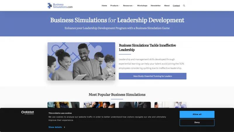 Homepage of BusinessSimulations.com