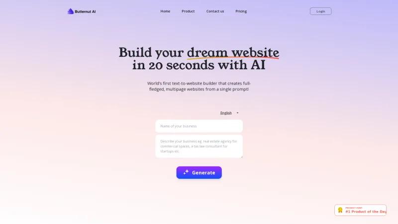 Homepage of Butternut AI