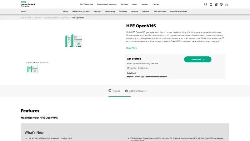 Homepage of HPE OpenVMS