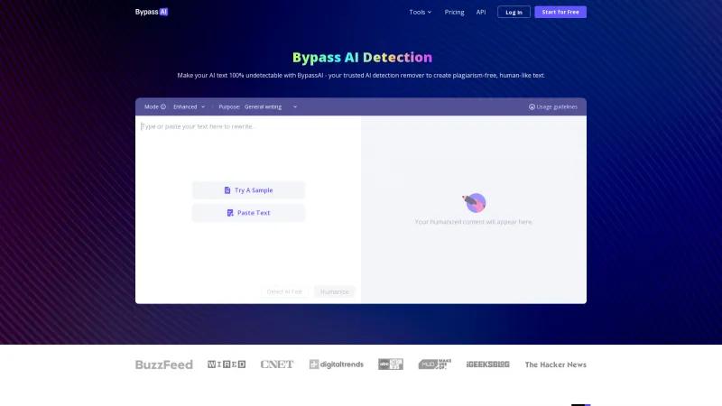 Homepage of Bypass AI