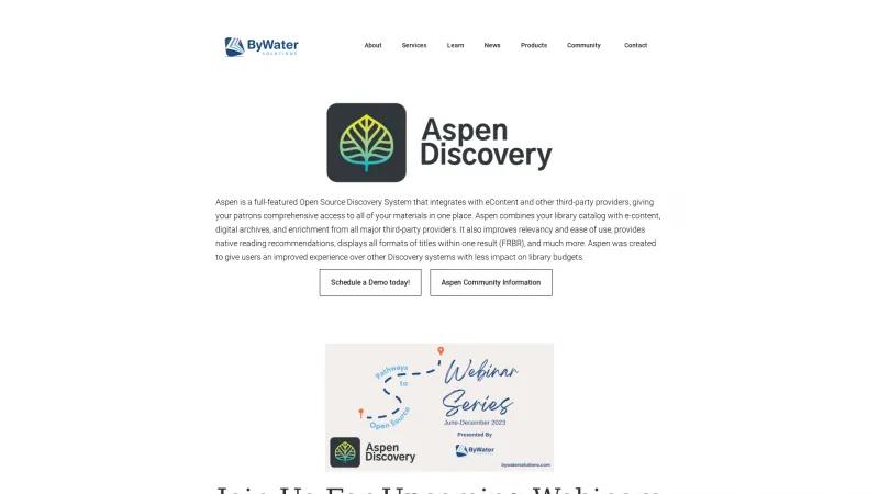 Homepage of Aspen Discovery