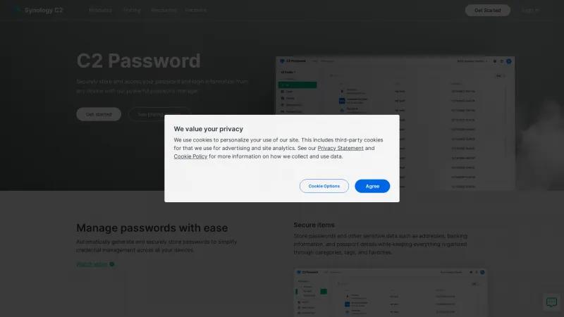 Homepage of C2 Password