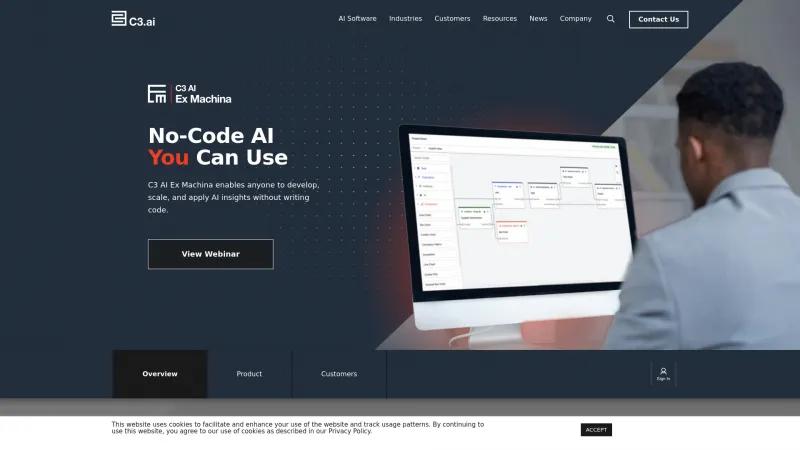 Homepage of C3 AI Ex Machina