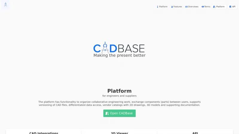 Homepage of CADBase