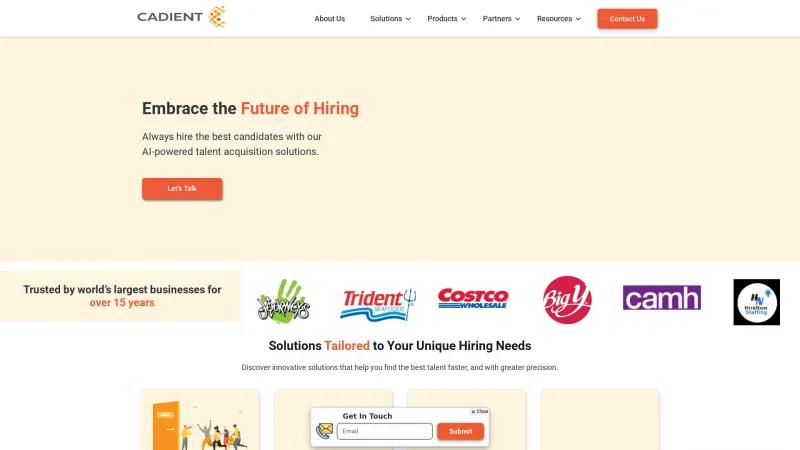 Homepage of Cadient Talent