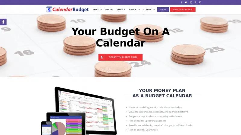 Homepage of CalendarBudget