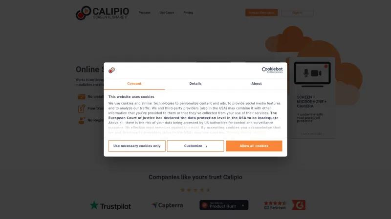 Homepage of CALIPIO