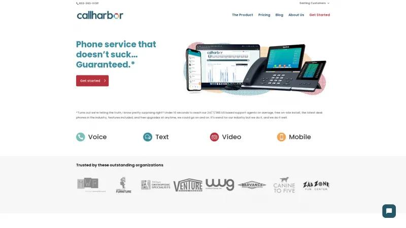 Homepage of CallHarbor