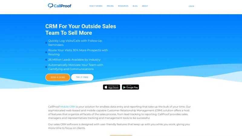 Homepage of CallProof