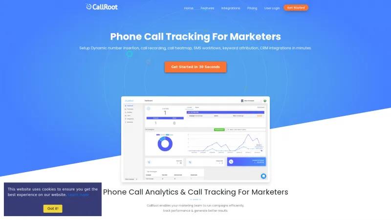 Homepage of CallRoot